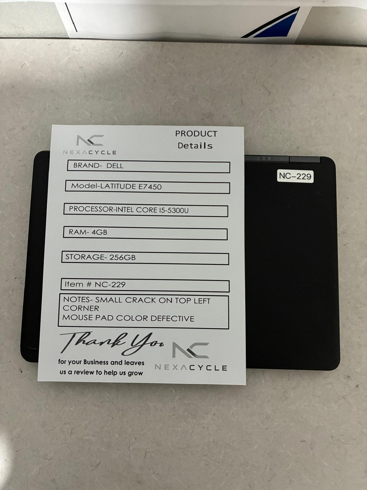 Dell Latitude E7450 Intel i5-5300U 4GB RAM 256GB SSD - Trackpad Defect