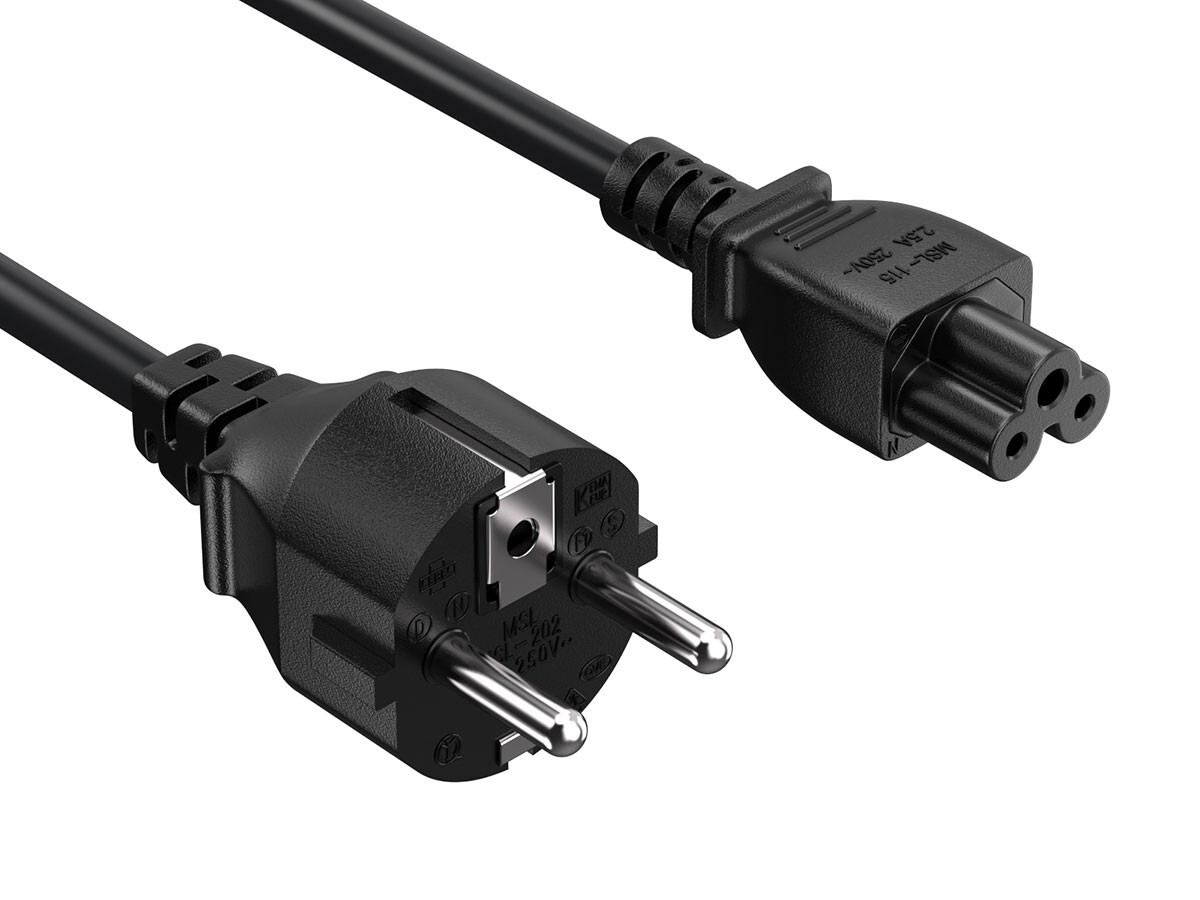 6ft European Schuko to IEC C5 Notebook Power Cord, 18 AWG H05VV-F, 2.5A/250V,...