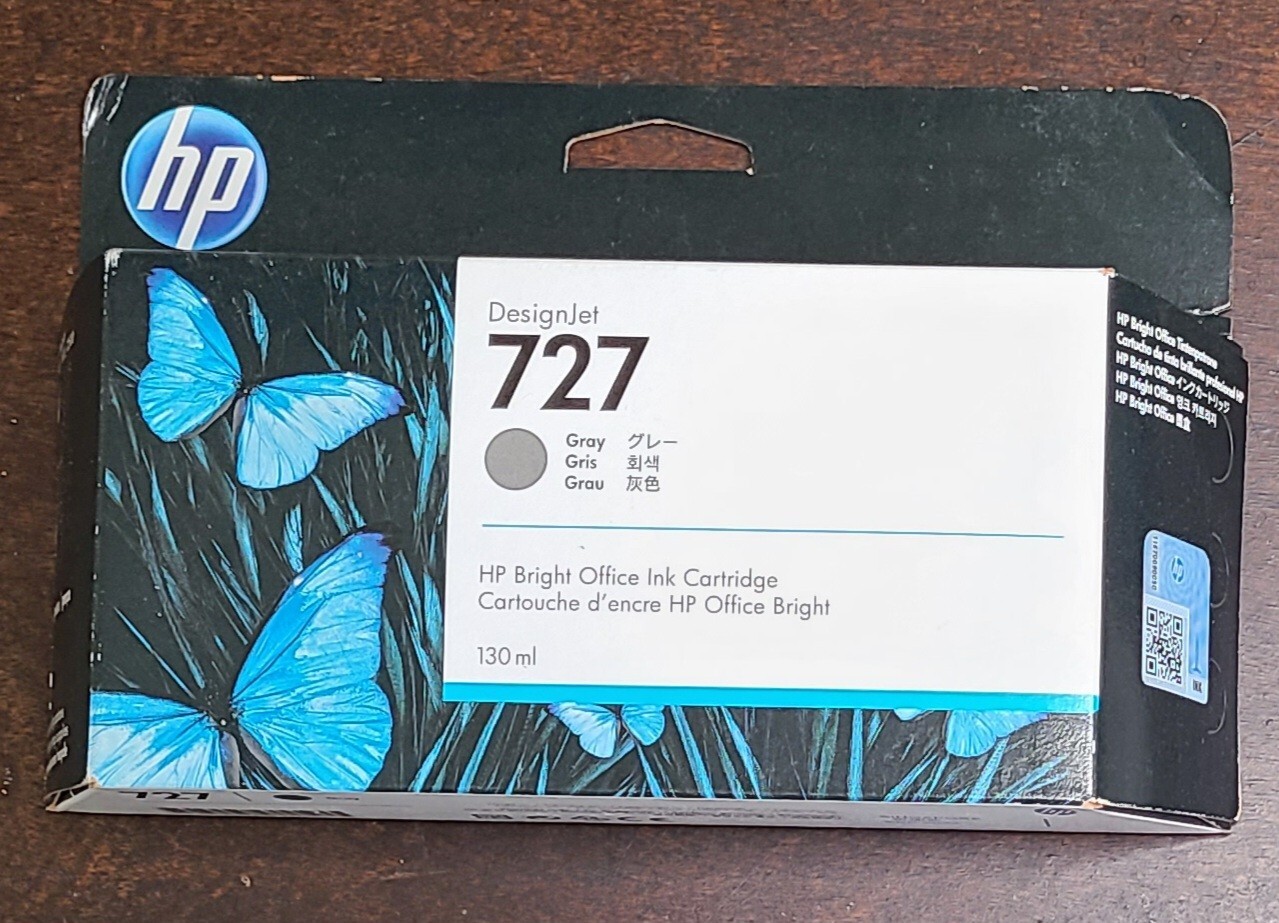 Genuine HP 727 Gray 130ml B3P24A DesignJet T900 T1500 T2500 Exp. Sep 2024