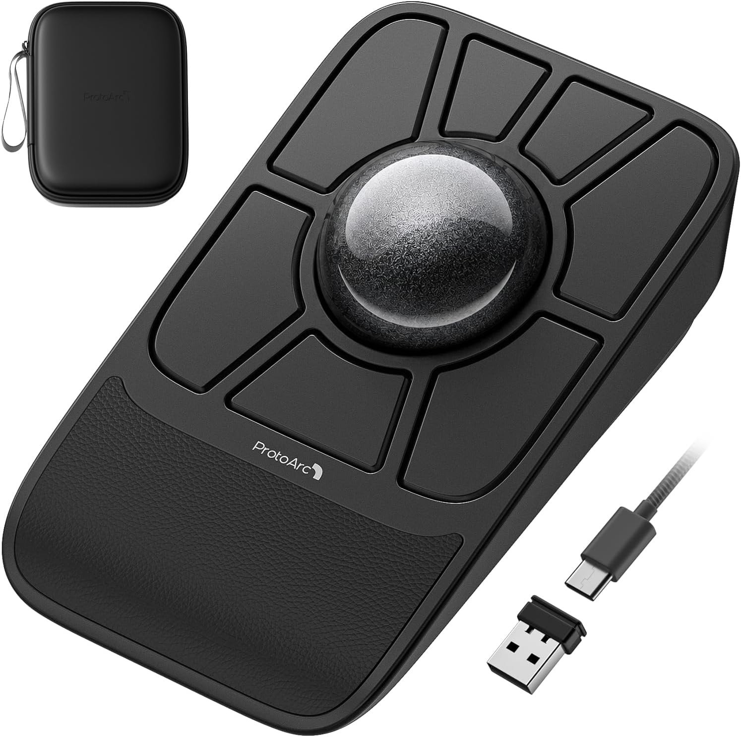 ProtoArc EM06 Wireless Trackball Mouse, Tri-Mode Wired/2.4G/Bluetooth