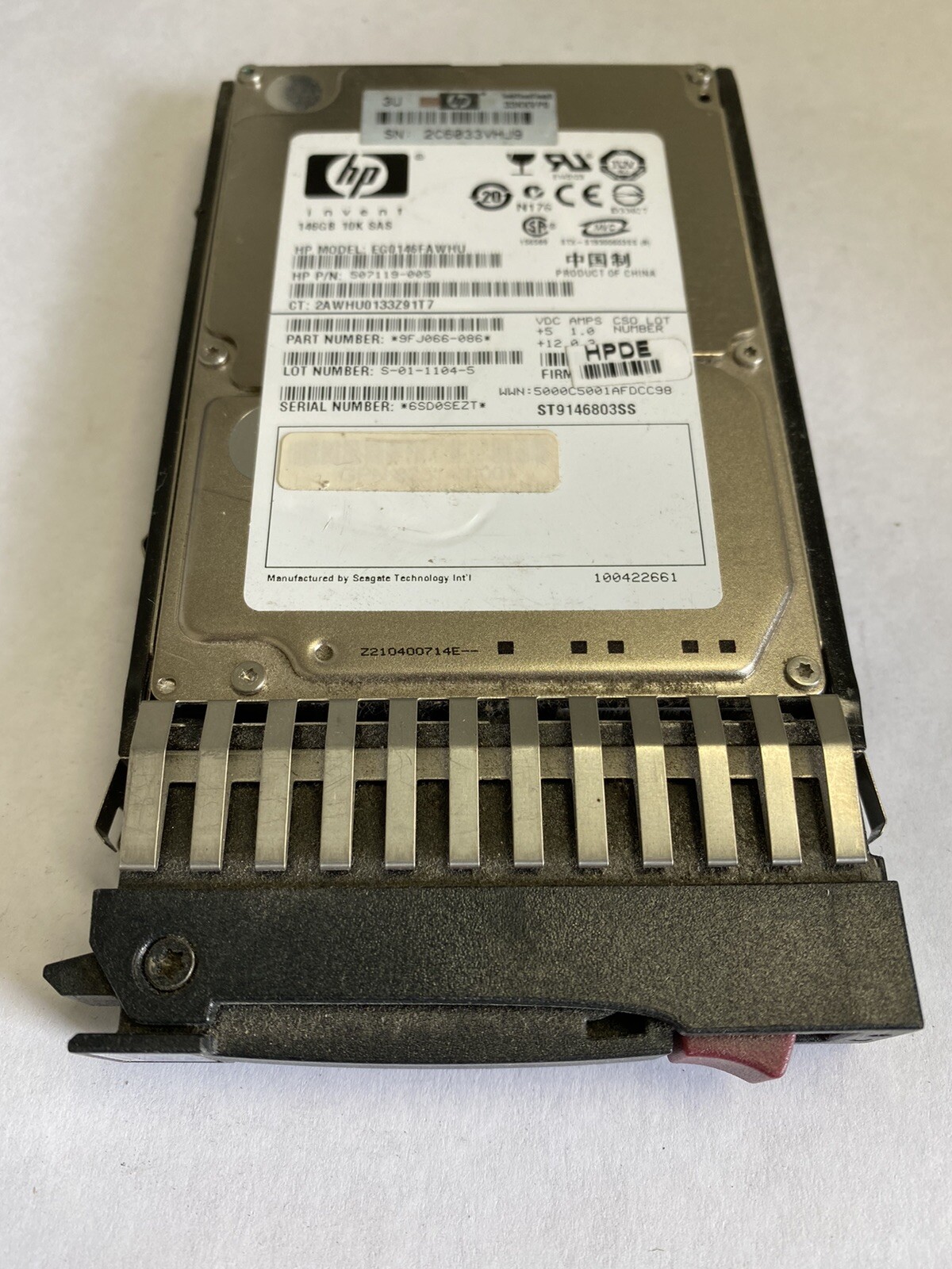 HP Seagate Savvio 146GB SAS 2.5" HDD 10K 507119-005 ST9146803SS 507129-001
