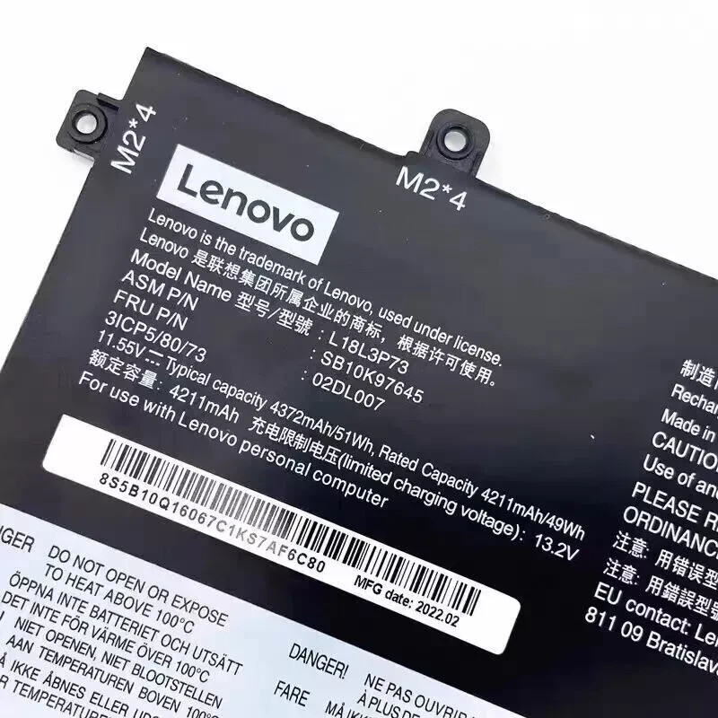 51Wh Original L18L3P73 L18C3P72 Battery For Lenovo ThinkPad T490 T495 P43S T14