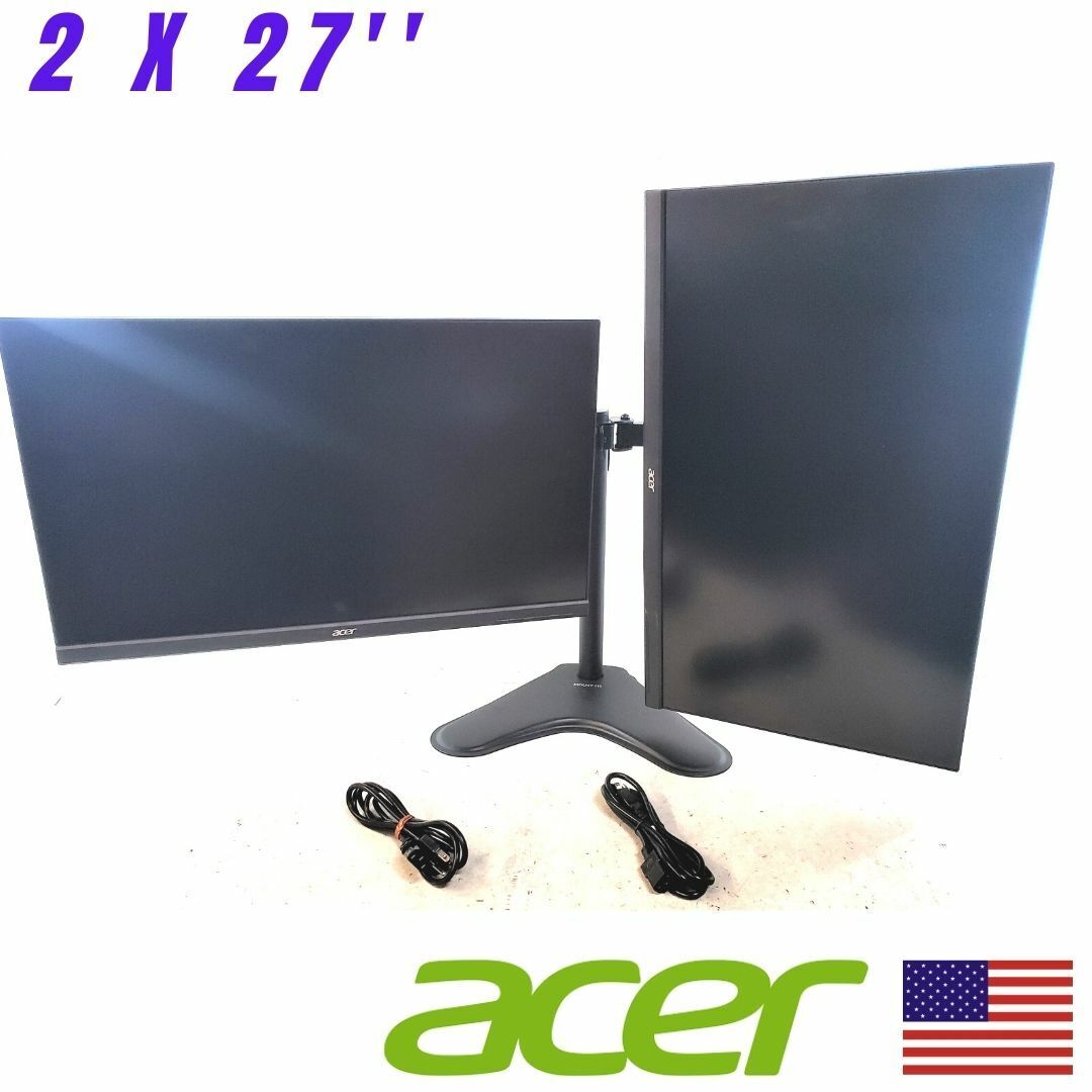 Acer V276HL 27inch Widescreen FHD VGA LCD Computer Monitor (Renewed) + Cables