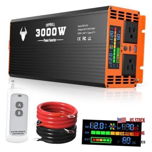 3000W Power Inverter Car/Home 12V DC to 110V/120V AC Car Converter 3000W Y