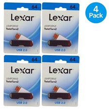 Lexar JumpDrive TwistTurn2 64GB USB 2.0 Flash Drive Swivel 4 Pack New picture
