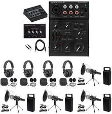Rockville 4-Person Podcast Podcasting Recording Kit w/Mics+Stands+Headphones picture