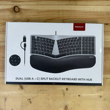 MacAlly Wired Split Ergonomic Backlit Keyboard with USB w Wrist Rest UCABLEG2HUB picture