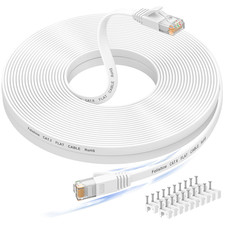 50 Ft Ethernet Cable, Cat 6E/Cat 6, High Speed, Flat White Shielded picture