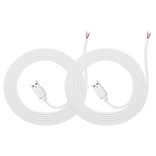 2Pcs 2m/6.56Ft USB Pigtail Cable, 5V 2.4A USB A to 2 Pin Bare Wires, White picture