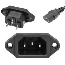 3 Pack IEC320 C14 AC Power Inlet Socket 3 Pin Panel Mount 250V 10A Plug picture