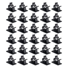 30 Self Adhesive Nylon Cable Clips, Wire Management Drop Clips, Black picture