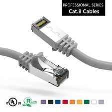 5 Pack of 3Ft CAT8 S/FTP Ethernet Network Cable Gray 26AWG picture