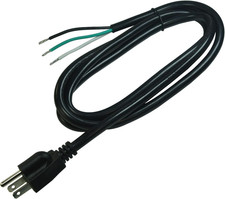 14 AWG Replacement AC Power Cord with Open End -3 Prong 6 Ft Black Heavy Duty Ex picture