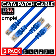 2 PCS Blue Cat6 Cable Cat 6 Ethernet Patch Cord 10Gbps Internet Cable UTP Wire picture