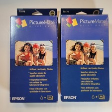 Lot of 2 Epson PictureMate T5570 Print Pack Photo Ink Cartridge + 100 Paper NOS picture