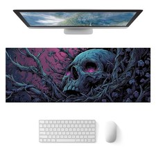 31.5x11.8 Inch Dark Gothic Skull Forest Art XL Large Gaming Mouse Pad Mat picture