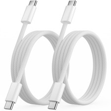 Quickeep USB C to C Cable 3FT 2 Pack, Nylon Braided 60W iPhone 3FT, White  picture