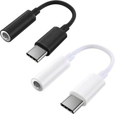 2 Pack USB C to 3.5mm Headphone Jack Adapter, Hi-Fi DAC Audio Black & White  picture
