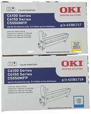 LOT 2 OKI Genuine 43381717 Yellow Cyan Image Drum C6100 C6150 C5550MFP NEW picture