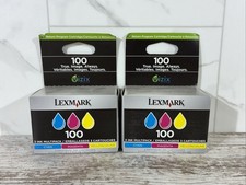 2x Lexmark 100 Tri Color Cyan Magenta Yellow Cartridge for Inkjet Printers picture
