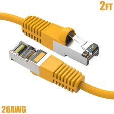 2FT Cat5E RJ45 Ethernet LAN Network FTP Shielded Patch Cable Pure Copper Yellow picture