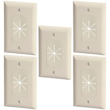 5x 1 Gang Split Wall Plate Flexible Opening Low Voltage Cable Pass Thru Almond picture