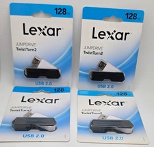 (4) Lexar 128 GB Jumpdrive TwistTurn2 USB 2.0 4-Pack, New Factory Sealed picture