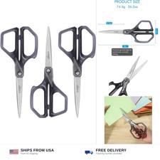 LIVINGO Scissors for Office, 3 Pack 8-Inch All Purpose Desk Shears, Gray picture