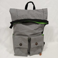 PKG Rolltop Backpack Padded Laptop Grey Lime Green Heavy Duty Weather Resistant picture