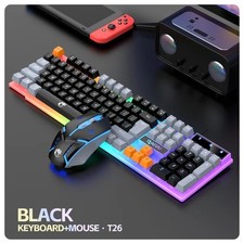 Rainbow LED Gaming Keyboard and Mouse Set Multi-Colored Backlight Mouse picture