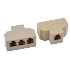 RJ11 6P4C Port Telephone Cable Adapter Splitter Connector Adapter Beige 2Pcs picture