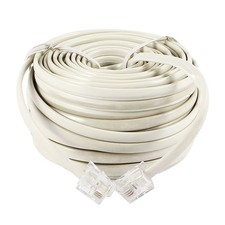 15M RJ11 6P4C Telephone Extension Cord Cable Wire with RJ11 Plug Grey White 1pcs picture