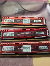 LOT OF 3 8 GB DDR4Ballistix Sport LT 24GB 3X8GB) DDR4 RAM 2666MHz BLS8G4D26BFSEK picture