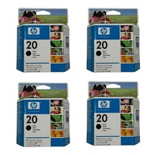 New Lot Of 4 Genuine HP 20 Black Ink Cartridge C6614D, Deskjet 610 EXP 03/2008 picture