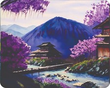 Japanese  Fine Art Painting Purple trees Mountains Mousepad Mouse Pad picture
