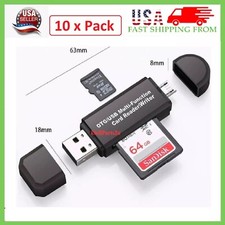 10 x Micro USB OTG to USB 2.0 Adapter SD/Micro SD Card Reader Standard USB Male picture