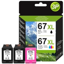 1-3PK 67-XL 67XL XXL Black Color Ink for HP Deskjet 4158e Plus 4122 4132 4155e picture