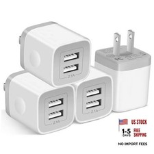 USB Wall Charger, 4-Pack 2.1A Dual Port USB Cube Power Adapter Charger White picture
