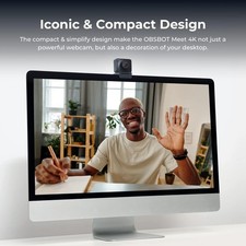 Black - OBSBOT Meet AI-Powered 4K Webcam, AI Framing & Autofocus, Webcam with picture