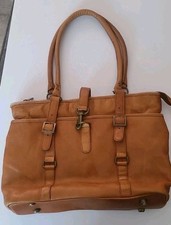 Vintage Soft Leather BriefcaseLlaptop Bag With Zipper Closure Pockets 11x17   picture