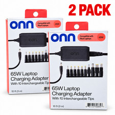 2 Pack Onn Universal 65W Laptop Charger with 10 Interchangeable Tips (100004335) picture