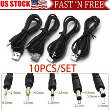10x USB A Male to 2.0/2.5/3.5/4.0/5.5mm Connector 5v DC Charger Power Cable Cord picture