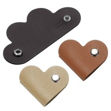 3Pcs Leather Cable Straps Black/Khaki/Brown Portable Cord Organizer for Earphone picture