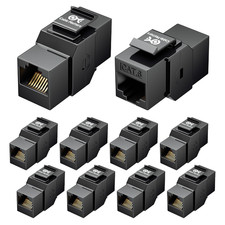 [UL Listed] 10-Pack 10Gbps Cat6 Keystone Coupler, Black | Female picture