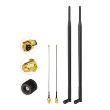 2-Pack 9dBi 2.4GHz WiFi RP-SMA Omni Antenna with IPX U.FL to RP-SMA Cable 15cm picture