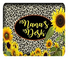 Personalized Mouse Pad Sunflower Leopard Print Neoprene Monogrammed Mousepad picture