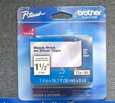 NEW - Brother P-touch TZe Laminated Label Tape TZe-161 black print on Clear Tape picture