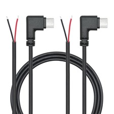 Right Angle USB C to 2 Pin Bare Wire Open End 1M/3FT, 90 Degree Black  picture