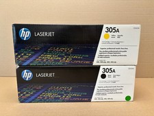 2 New Genuine HP 305A Laserjet 300,400 Yellow & Black Toners CE410A, CE412A picture