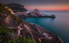 Landscape nature sunset italy beach sea coast shrubs Custom Gaming Mat Desk picture